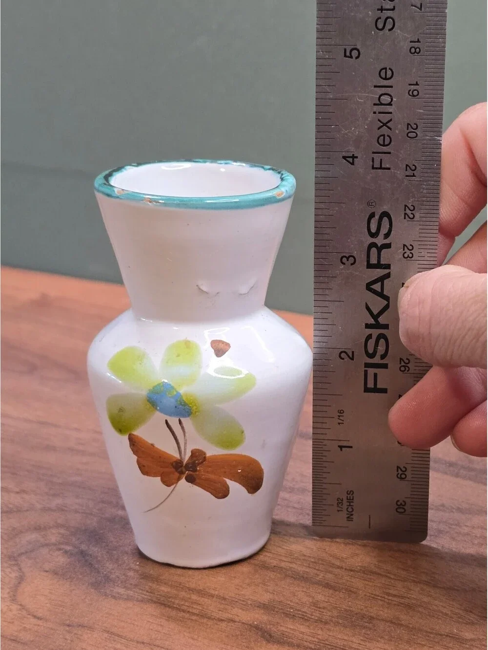 Vintage Italian Pottery Hand Painted Floral Miniature Bud Vase